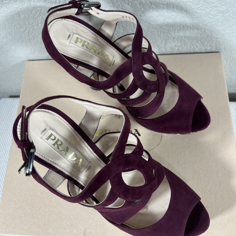 Prada Suede And Snakeskin Heels Sz 36 / US 5.5 w/ Dust‎ Bag & Box - Picture 8 of 16